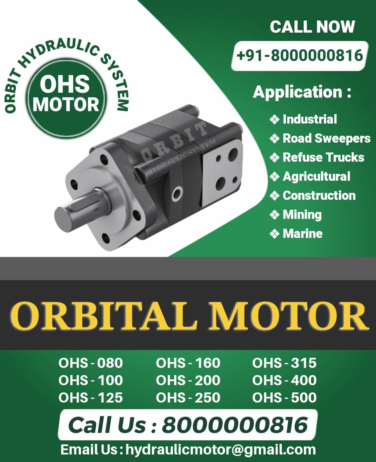 OHS OHSX Orbit Orbital Hydraulic Motor Manufacturer Dealer Distributors Suppliers in Ahmedabad Mumbai Pune Chennai Kolkata Nashik Coimbatore India
