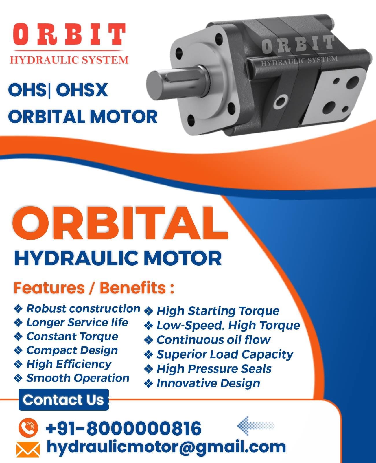 OHS OHSX Orbit Orbital Hydraulic Motor Manufacturer Dealer Distributors Suppliers in Ahmedabad Mumbai Pune Chennai Kolkata Nashik Coimbatore India