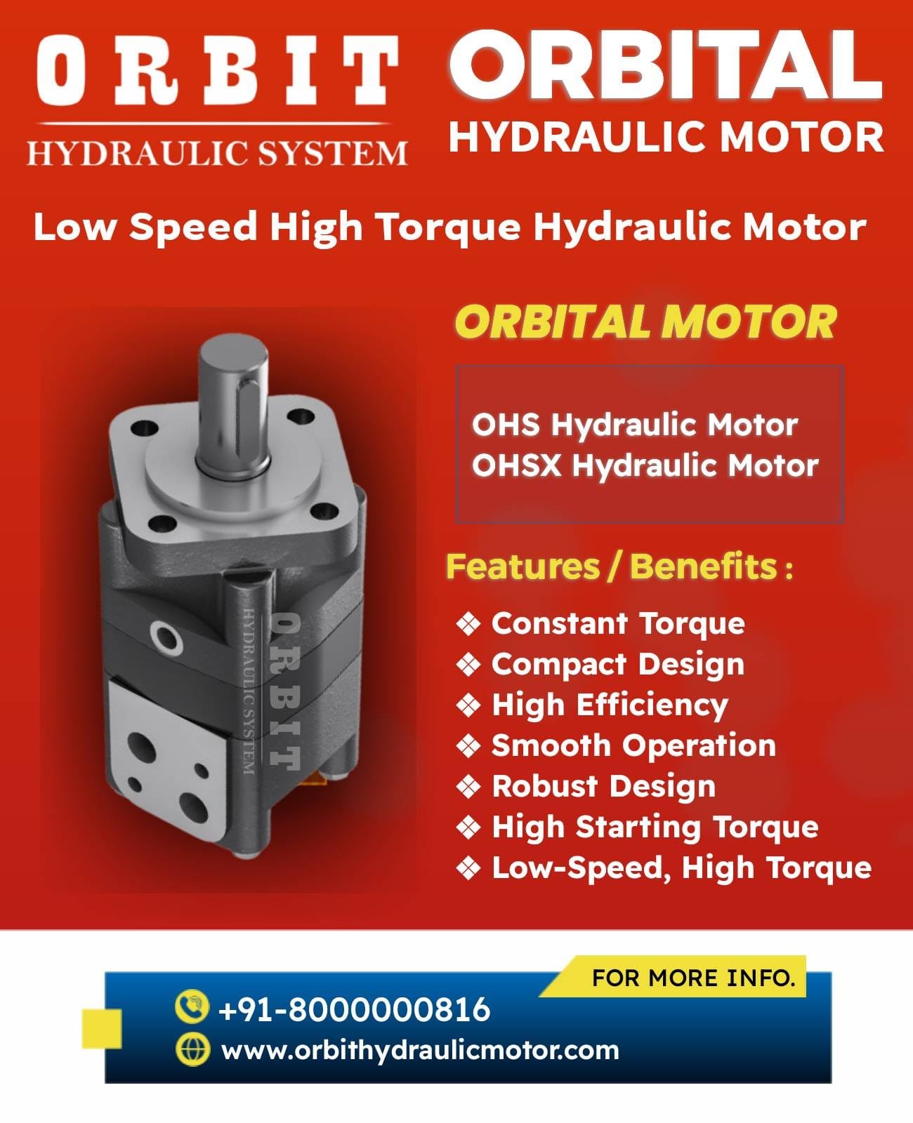 OHS OHSX Orbit Orbital Hydraulic Motor Manufacturer Dealer Distributors Suppliers in Ahmedabad Mumbai Pune Chennai Kolkata Nashik Coimbatore India