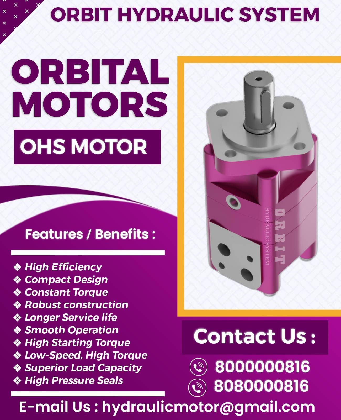 OHS OHSX Orbit Orbital Hydraulic Motor Manufacturer Dealer Distributors Suppliers in Ahmedabad Mumbai Pune Chennai Kolkata Nashik Coimbatore India